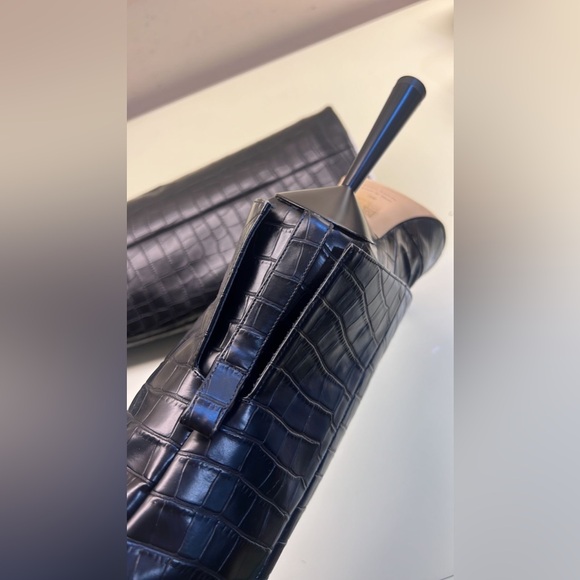 Gia Borghini Black Heeled Boots with Luxurious Texture - Picture 6 of 9